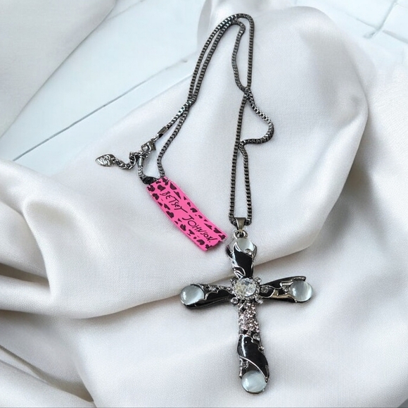 Betsey Johnson Jewelry - Betsey Johnson Black and Silver Rhinestone Cross
